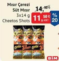 CHEETOS SHOTS MISIR ÇEREZİ SÜT MISIR 3X14 G fiyat ve kampanya bilgisi